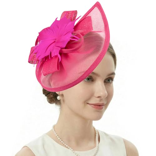 Image of DRESHOW Women Fascinator Hats Tea Party Hat Vintage Pillbox Hat Headband for Cocktail