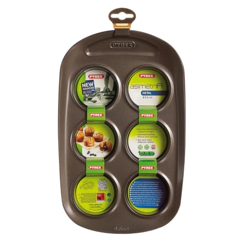 Pyrex Bandeja 6 Magdalenas ASIMETRIA PX Moldes, Metal, Multicolor