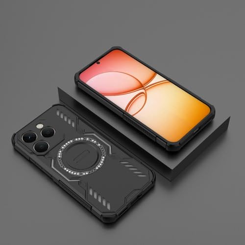 Image of Back Cover Case for Realme 15T 5G | 360 Protection Mobile Phone Case Mag-Safe | Camera Protection | Back Cover for Realme 15 T 5G / Realme 15T 5+G - Black TPU+PC