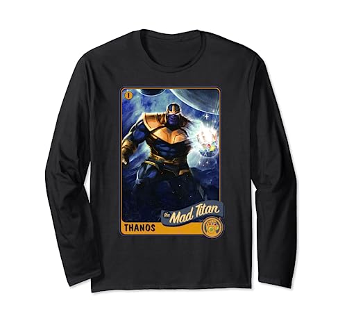 T-shirt Marvel Avengers Thanos imprimé style carte à collectionner manches longues