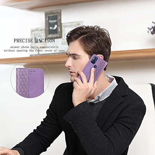 Image of Wallet Case for Moto G Play (2023) 6.5 inch - Motorola G Flip Case [Strong Magnetic] PU Leather Folio Case with Card Holder Kickstand Protective Phone Cover - Purple