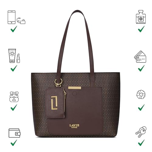Image of Lavie Luxe Women's Monogram Bliss Tote Handbag | Tote Bag For Work | Ladies purse | Stylish Shoulder Bag | Gift For Women