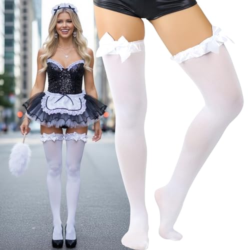 Image of ToBeInStyle Women's Back Satin Bow Thigh Hi