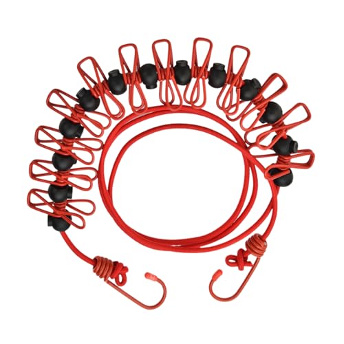Mllepjdh Adjust Able Retractable Airer Wind Proof Rope with 12Clip Stretch Clotheslines ElasticsClotheslines Travel Washing Line