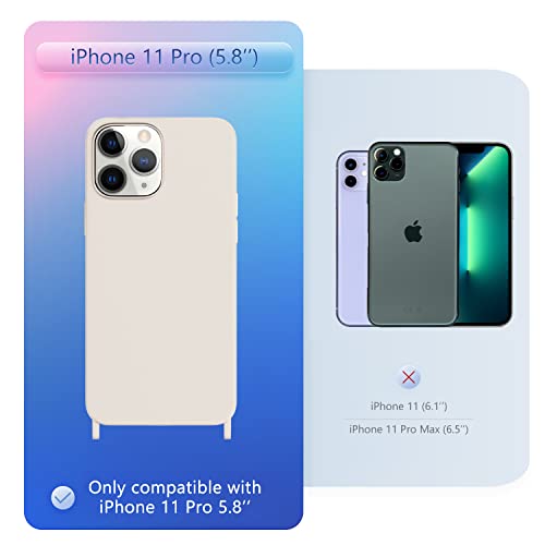 Image of Compatible with iPhone 11 Pro Case with Lanyard Crossbody iPhone Case with Strap Adjustable Shockproof Drop Protection Silicone Phone Cover for iPhone 11 Pro 5.8'' Stone