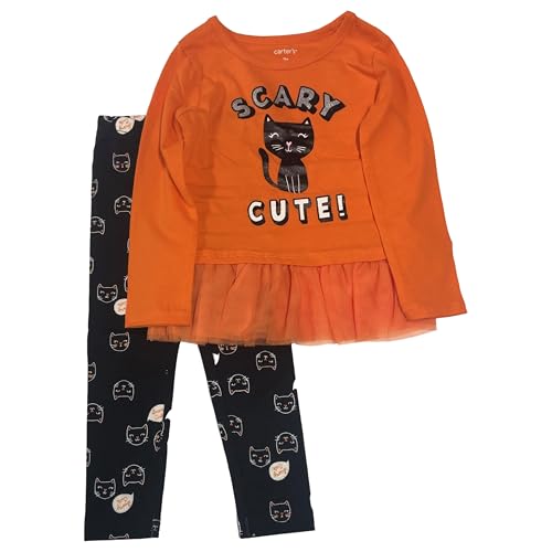 Ensemble tunique et legging Carter's bébé fille 18 mois habit orange noir motif automne
