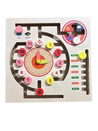 Image of Butterfly Life Cycle Wooden Puzzle for Kids, Interactive Transformation Puzzle, Ages 2+ | Maze Game Weather Calendar Clock-Interactive Weather & Time Learning | Combo Pack of 2