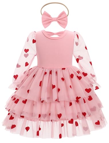 Baby Girl Berry Hearts Butterfly Sequin Tulle Tutu 1st Birthday Valentine Dress Toddler Long Sleeve Cake Smash Outfits