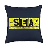 SEA Seattle Tacoma Int'l Airport Taxiway Sign Vintage Pilot Throw Pillow
