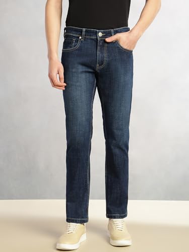 Image of Thomas Scott Men's Slim Fit Stretchable Jeans | Mid-Rise Faded Denim | 5-Pocket Cricket Club Collection