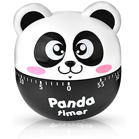 Mecmbj Cartoon Kitchen Timer Mechanical Cooking Timer 360 Degree Cute Little Frog/Panda Appearance Animal Timers Creative Kitchen Timer for Sleeping Reminder Clocks Kitchen Gadgets (Black Panda) Cover