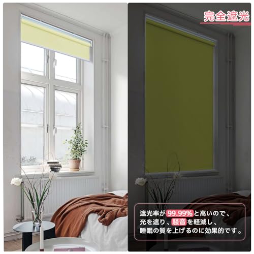 Grandekor ロールスクリーン ロールカーテン オーダーメイド チェーン式 目隠し15色 1級遮光 ロール カーテン 0.5cm単位でオーダー UVカット 取り付け簡単 断熱 防音 表裏同色 あさぎ 幅170x丈120CM [4]