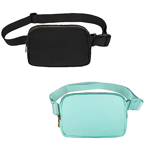 Image of VOROLO Fanny Pack For Women And Men Crossbody Bag Black+Light Green