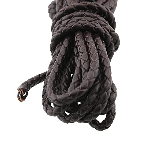 Ruiwaer Round Braided Leather Cord 2 Yards 3Mm Brown Leather Threads Leather Cord String Rope For Diy Bracelet Jewelry Making #TOP2