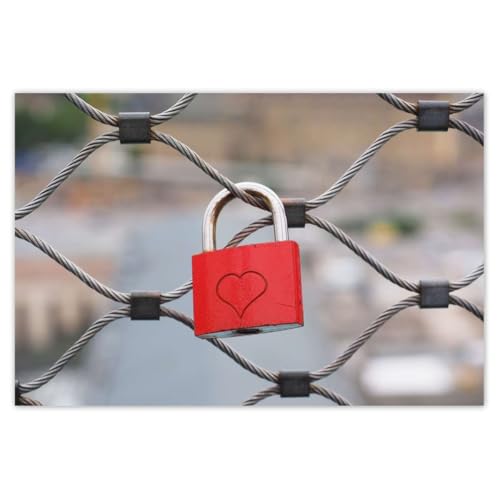 Poster photo souvenir de cadenas d'amour 93 x 62 cm : décoration murale poétique