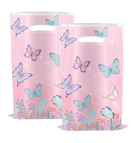 YYaaloa 30pcs Goodie Bags Party Favor Bags Plastic Candy Gift Bags Bulk for Birthday Baby shower Return Gift (Butterfly A 30pcs)