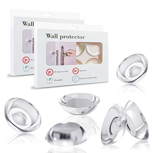 LEAMEERY Door Stopper Wall Protector, 12 Pieces Self-Adhesive Door Knob Wall Shield, Reusable Clear Silicone Door Knob Wall Protector, Washable Round Door Knob Stopper for Wall, Table Corner