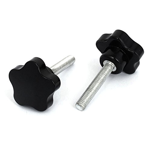 Aexit 40mm Star Clamps Head M8x45mm Male Thread Screw on Clamping Knob Grip Strap Clamps Black 2pcs
