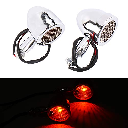 HUSUKU Motorcycle Turn Signal Lights 2pcs Large Chrome Bullet Front Rear Blinker Indicator Light Fit for, Harley Honda Kawasaki Suzuki Yamaha, Most Motorcycle, Street Bike, Scooter, Cruiser,Chopper