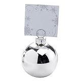 Neviti Bauble Place Card Holder-Silver, Wood, 4 x 4 x 6 cm