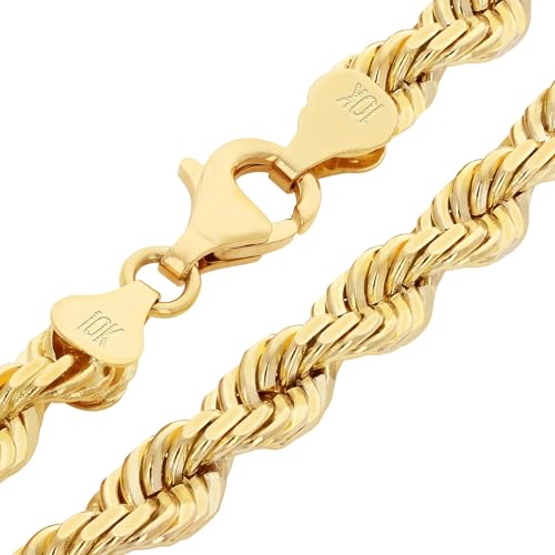 Nuragold 10k Real Yellow Gold 9mm Rope Chain Diamond Cut Necklace (22"-30") Italian Jewelry for Men4