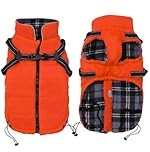 Pethiy Winter Warm Coat Waterproof Dog Winter Jacket with harness traction belt,Pet outdoor jacket Dog autumn and winter clothes For Medium, small Dog-Orange-XL