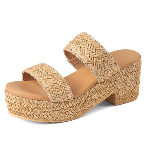 Image of Women's Espadrilles Platform Sandals Wedges Slides Sandals Open Toe Fashion Summer Outdoor Beach Sandals
