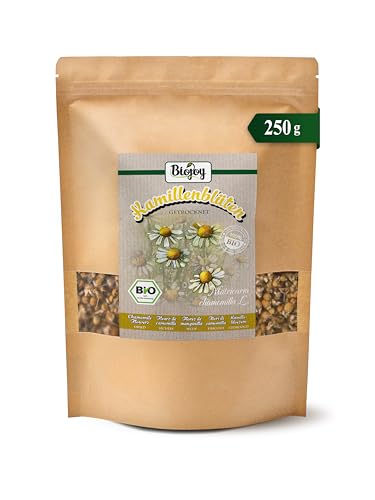 Biojoy Fleurs de Camomille BIO (250 g), séchées et entières, idéales pour tisane (Matricaria chamomilla L.)