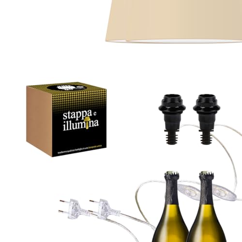 Stappa e illumina Standard E14 x2 | Transformez des bouteilles en lampes en 30 secondes Bouteilles avec un trou de 15 à 22 mm, Douille E14 pour bouteille Magnum - pour kit lampe bouteille (2 pièces