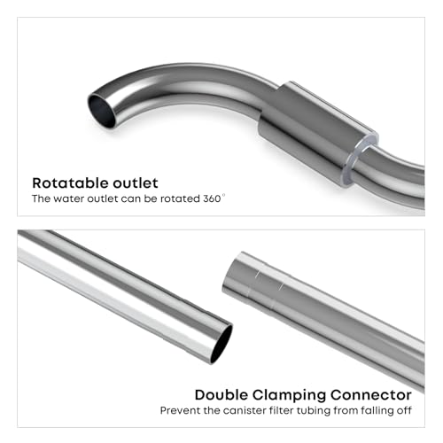 Image of FZONE Aquarium Stainless Steel Skimmer Lily Pipes Inflow and Outflow with Spin Skimmer and Adjustable Rod for Aquarium Filter 5 /8''(16 /22mm) Tubing