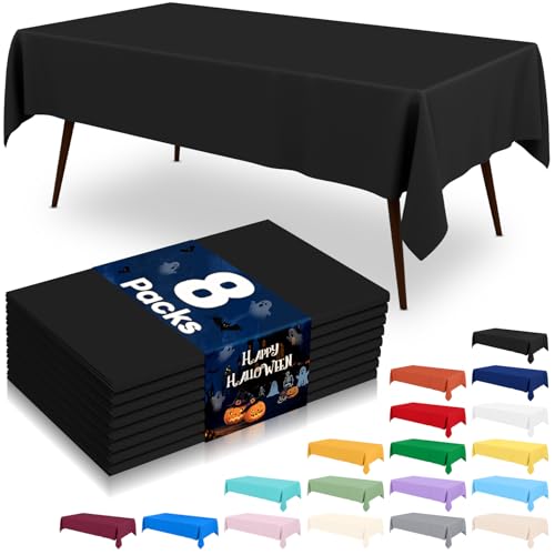 misaya 8 Packs Plastic Table Cloth Black Disposable Tablecloth