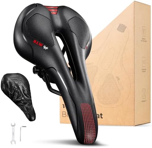 YOUNGDO Fahrradsattel, Ergonomischer Fahrrad Sattel, Fahrradsitz | Memory-Schaum, weicher, komfortabel, atmungsaktiv, stoßdämpfend, für Damen & Herren, mit wasserdichte Abdeckung