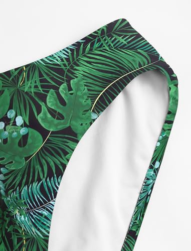 Image of ZAFUL Womens Rash Guard Swimsuits Long Sleeve Sun Protection Bathing Suit Tropical Swim Shirts with Briefs