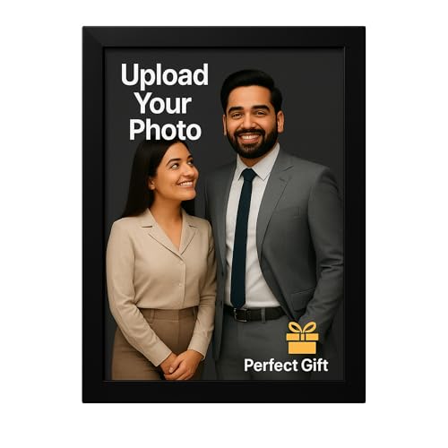 Image of Customized Photo Frame with Single image Upload | Personalized Gift for Birthday, Anniversary, Wedding, Couples, Friend | Black Wooden Frame (6x8 Inch, A4 Size)