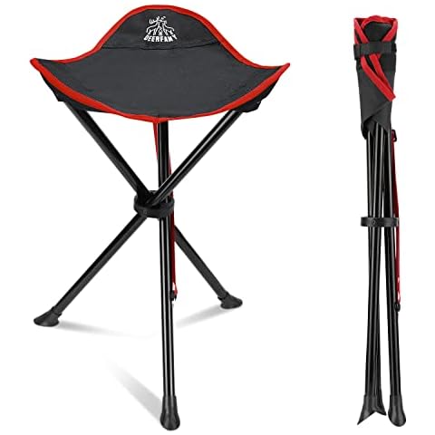 Klappstuhl Camping Stativ Hocker DEERFAMY, Tragbarer 3-beiniger Slacker-Stuhl Stativ Sitz mit Aufbewahrungstasche für Outdoor Wandern Angeln Picknick Travel Beach BBQ Garden Rasen Cover