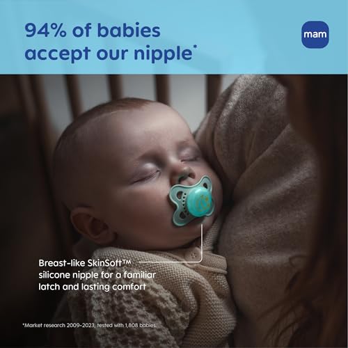 Image of MAM Original Baby Pacifier 0-6 Mths, Skin Soft Silicone Nipple, 4 Pack | For Newborn Babies, BPA-Free Skin Soft Silicone Nipple, Developed With Medical Experts, Easy to Clean, Made In Europe