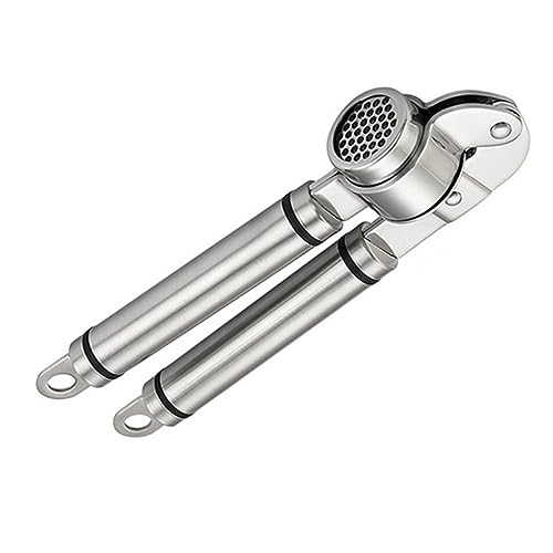 Cabilock Garlic Press Stainless Steel Mincer Large Capacity Clove Crusher Tool for Home Restaurant Use Comfortable Clean Multi Purpose for Garlic Ginger Nuts Silver