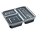 HomEquip (12 Pk) 3 Compartment Bento Lunch Boxes with Lids- Reusable/Disposable Portion Control Food Saver Containers-Meal Prep for Freezer Storage- BPA Free