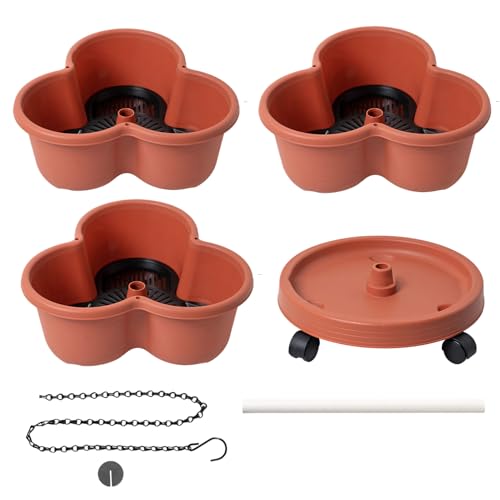 Fioriera verticale da giardino a torre, impilabile a 3 livelli, con ruote rimovibili e attrezzi da giardinaggio, supporto per interni ed esterni, ideale per fiori, verdure o erbe