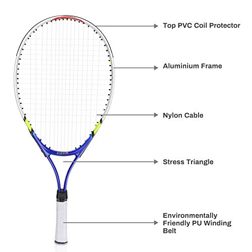 Tennisracket voor jongens Meisjes Achort 23 inch kindertennisracket met draagbare draagtas Junior Radical… - Image 3