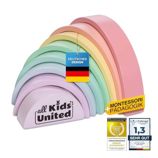 Holz Regenbogen Kompakt, Bogenbrücke aus Bausteinen ideal für Unterwegs, Stapelturm Lernspielzeug aus Holzbausteinen 8-teilig Bauklötze; aus umweltfreundlichen, FSC zertifiziertem Holz (Kompakt)