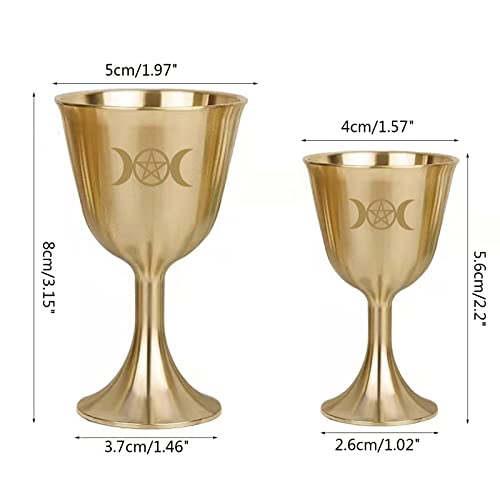Rituale Cup Triple Moon Calice Chalic Prop Divinazione Strumento astrologico Wi Goldplating Ottone Stoviglie Chalic Prop - immagine 6