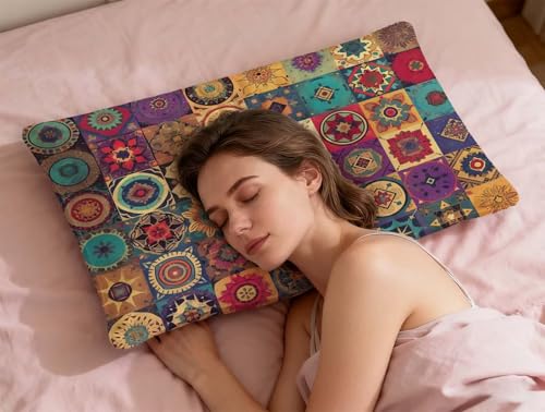 Fundas de cojines para sofá con suave terciopelo e impresión bohemia a doble cara 7