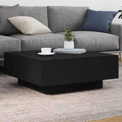 Mesa de centro negra para salones pequeños de madera moderna con tablero robusto 2