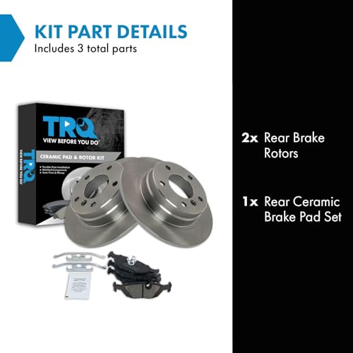 Image of TRQ Rear Brake Pad and Rotor Set Ceramic Compatible with 1992 BMW 318i