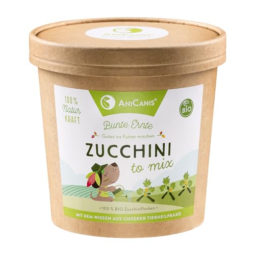AniCanis Bio Zucchiniflocken für Hunde - Zucchini Gemüse Flocken getrocknet - Gemüseflocken - Flockenfutter Futterzusatz - 125g