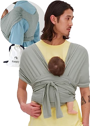 Image of Konny New and Improved Baby Carrier Flex SoftBreeze Premium Material - Adjustable, Easy to Wear and Wrap Baby Sling, Perfect for Newborn Babies Essentials up to 44 lbs, (M-4XL)-Khaki Grey