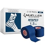 MUELLER Sports Medicine MTape Rolls Team Pack, Quality Athletic Tape, Easy to Tear for Fast & Effective Taping, 1.5" x 10 Yards Per Roll, 32 Rolls, Navy