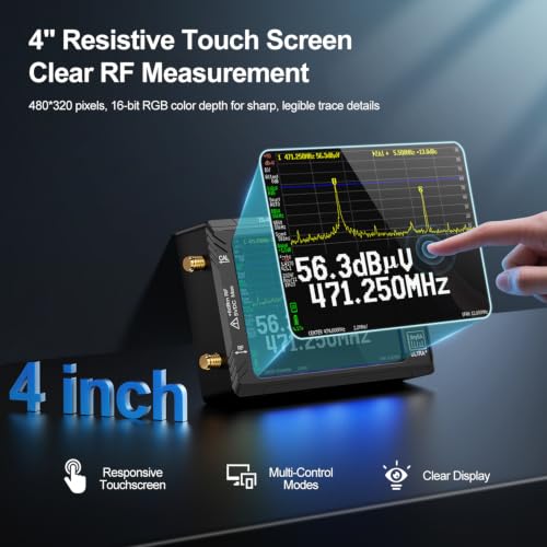 Image of AURSINC Tinysa Ultra+ ZS407 7.3GHz Spectrum Analyzer Bundle with Hard Case | 100kHz-7.3GHz, 2-in-1 RF Signal Generator, 4 inch Touchscreen with Shockproof EVA Case for Field RF Testing, 5000mAh battery