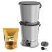 Produktbild Moutta | Bokashi Organko Essential Grau (15,3L) | Set aus 2 Eimern für organischen Kompost mit Verdichter + 1kg EM-1 Fermentationsaktivator.